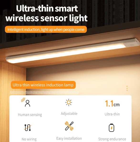 Luz de armario 50CM con sensor de movimiento recargable USB